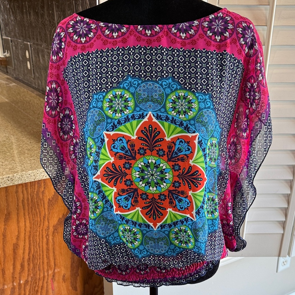 Forever 21 Vibrant Mandala Blouse - Pink, Blue, Green